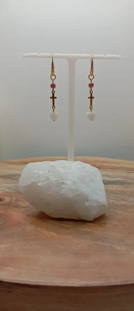BOUCLES D'OREILLES CROIX ET COEUR