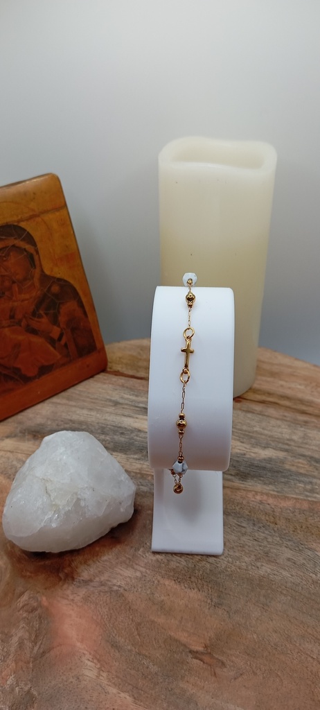 BRACELET PIERRES ET CROIX