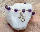 Bracelet Doré Améthystes et Ange
