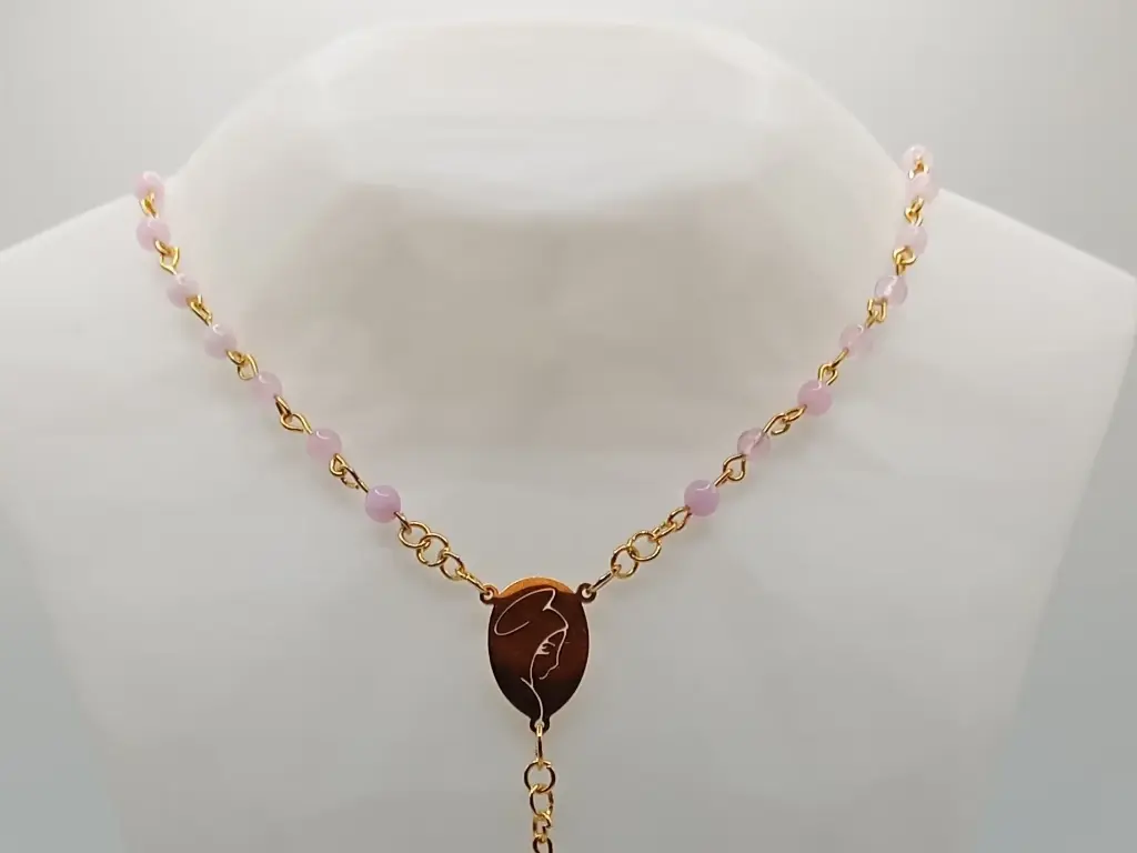 Chapelet Quartz Rose et Cristal de Roche