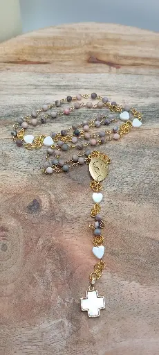 Chapelet Doré pierres et nacre