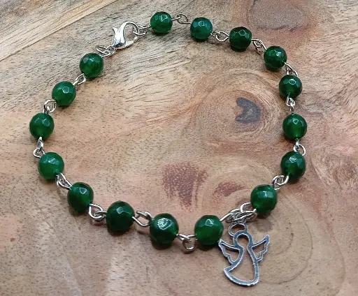 Bracelet Argenté Jade et Ange